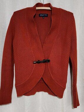 Jones New York Signature Women's Cable Knit Cardigan Sweater Orange Size Small